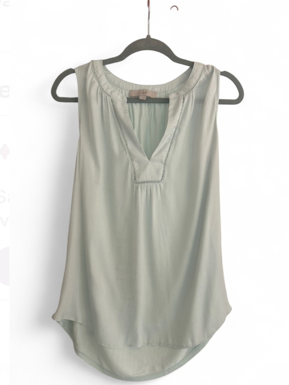 LOFT Light Green Split Neck Sleeveless Blouse Women’s Regular Size S